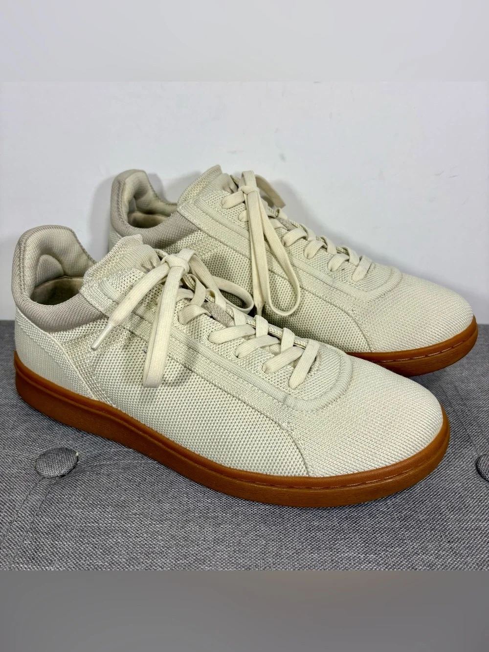 Vivaia Canvas Low-Top Sneakers in Cream with Brown Sole- woman’s EU 40